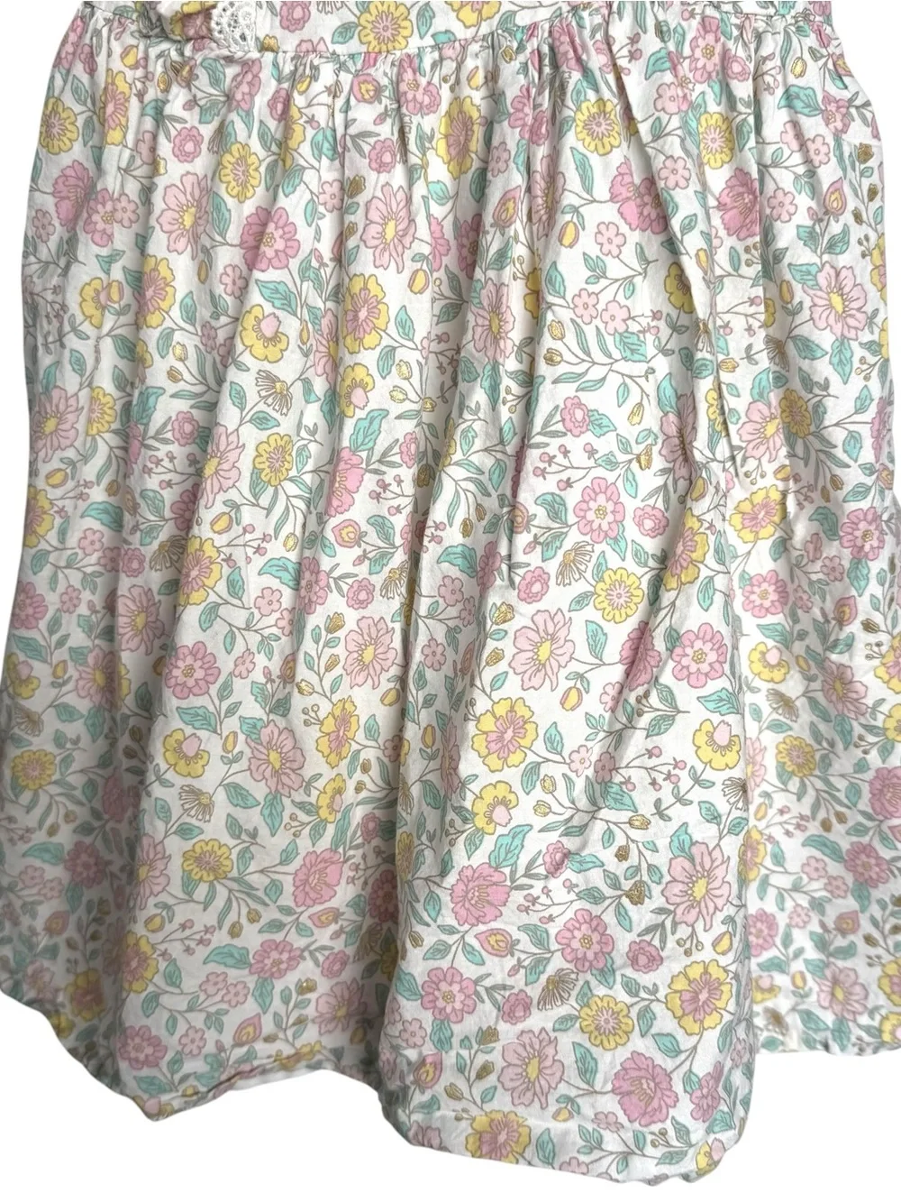 Tahari Floral Lace Trim Dress Girls Size 4 Cotton Sleeveless Sundress